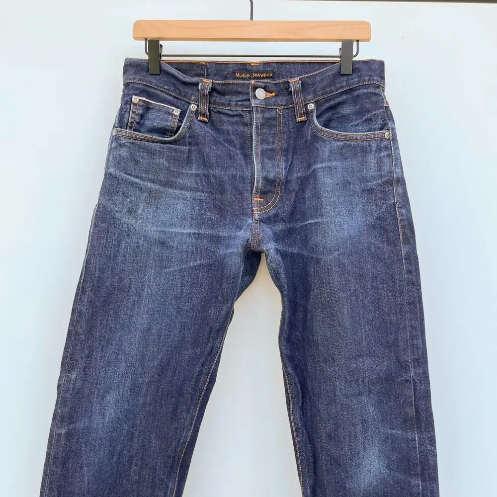 Nudie Jeans Steady Eddie‎ II Dry Salvage 31x30 Raw Denim Indigo Dark Wash